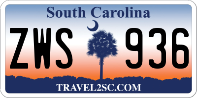 SC license plate ZWS936