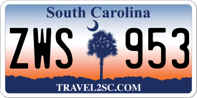 SC license plate ZWS953