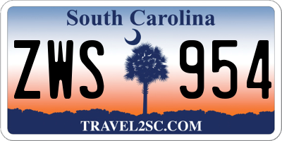 SC license plate ZWS954