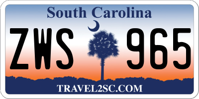 SC license plate ZWS965