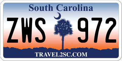 SC license plate ZWS972