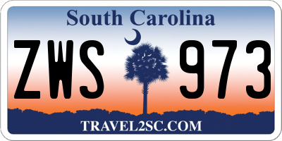 SC license plate ZWS973