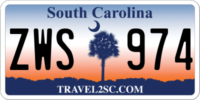 SC license plate ZWS974