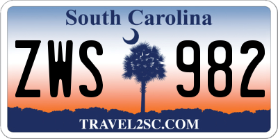 SC license plate ZWS982