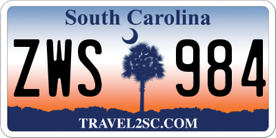 SC license plate ZWS984