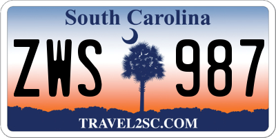 SC license plate ZWS987