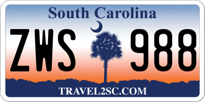 SC license plate ZWS988