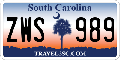 SC license plate ZWS989