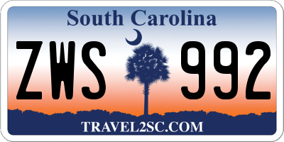 SC license plate ZWS992