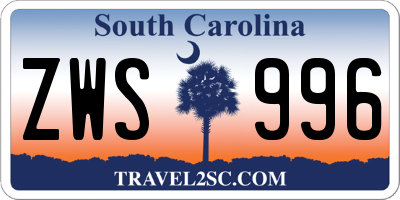 SC license plate ZWS996