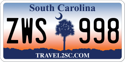 SC license plate ZWS998