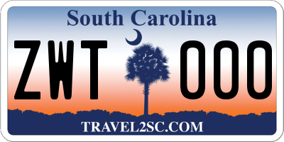 SC license plate ZWT000
