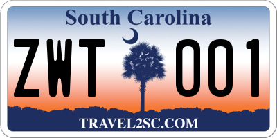 SC license plate ZWT001