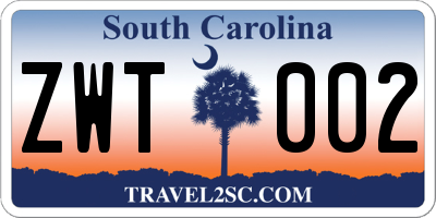 SC license plate ZWT002
