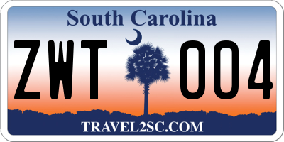 SC license plate ZWT004