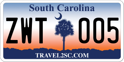 SC license plate ZWT005