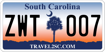 SC license plate ZWT007
