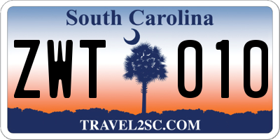 SC license plate ZWT010