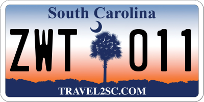 SC license plate ZWT011