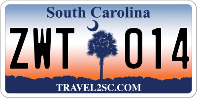 SC license plate ZWT014