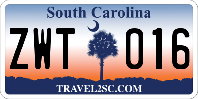 SC license plate ZWT016