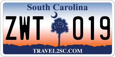 SC license plate ZWT019