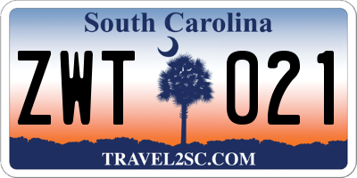 SC license plate ZWT021