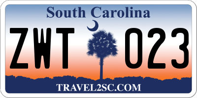 SC license plate ZWT023