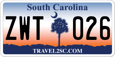 SC license plate ZWT026