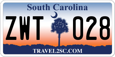 SC license plate ZWT028