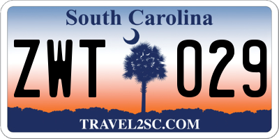 SC license plate ZWT029
