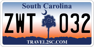 SC license plate ZWT032