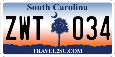 SC license plate ZWT034