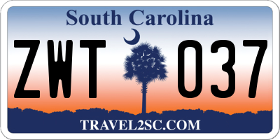 SC license plate ZWT037
