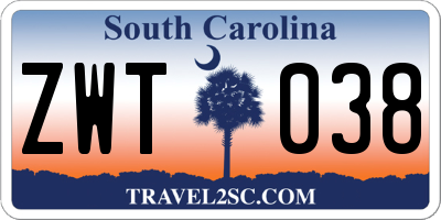 SC license plate ZWT038