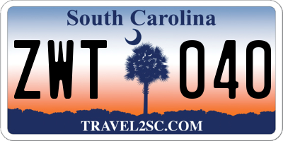 SC license plate ZWT040