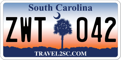 SC license plate ZWT042