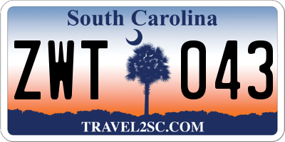 SC license plate ZWT043