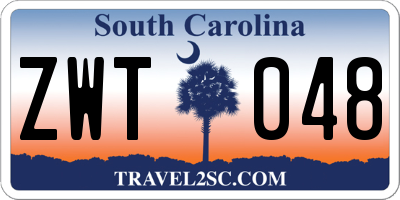 SC license plate ZWT048