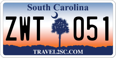 SC license plate ZWT051