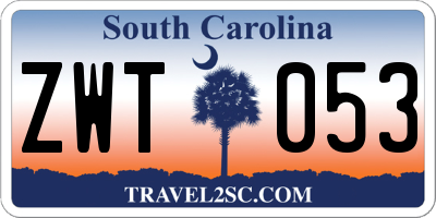 SC license plate ZWT053