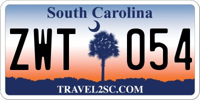 SC license plate ZWT054