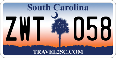 SC license plate ZWT058