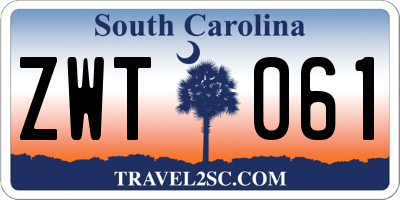 SC license plate ZWT061