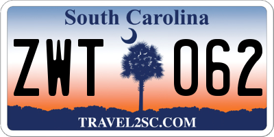 SC license plate ZWT062