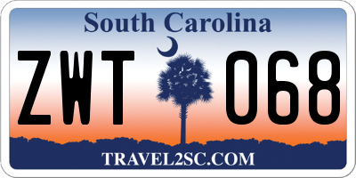 SC license plate ZWT068