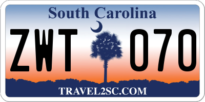 SC license plate ZWT070