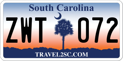 SC license plate ZWT072