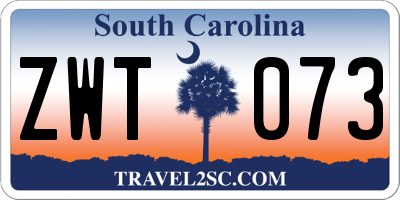 SC license plate ZWT073