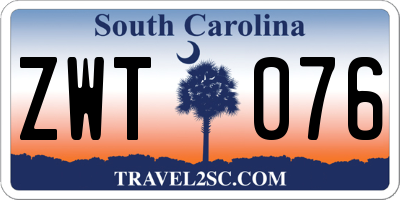 SC license plate ZWT076